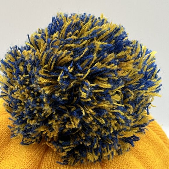 Golden State Warriors Adidas NBA Basketball Pom Pom Knit Hat Beanie Blue Gold - Picture 4 of 6